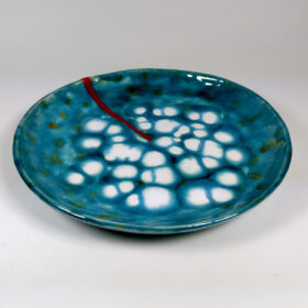 Talerz ceramiczny - Białe Plamy, rękodzieło