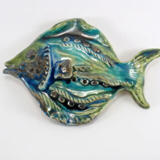 Ryba ceramiczna turkusowo zielona