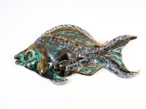 Ryba ceramiczna czarno-zielona