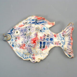 Ryba ceramiczna pastelowo-niebieska