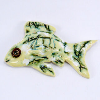 Ryba ceramiczna zielona, dekoracja wisząca na ścianę