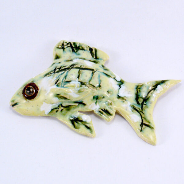 Ozdobna zielona rybka ceramiczna