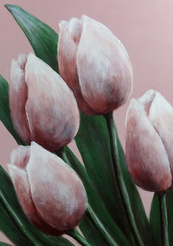 Sześć tulipanów - akryl na płycie HDF - Dorota Waberska