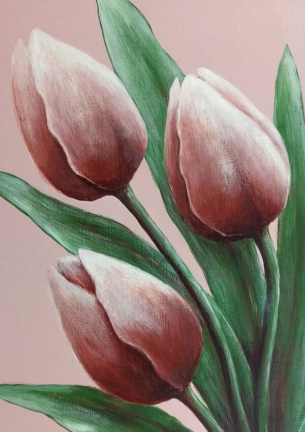 Trzy tulipany- akryl na płycie HDF - Dorota Waberska