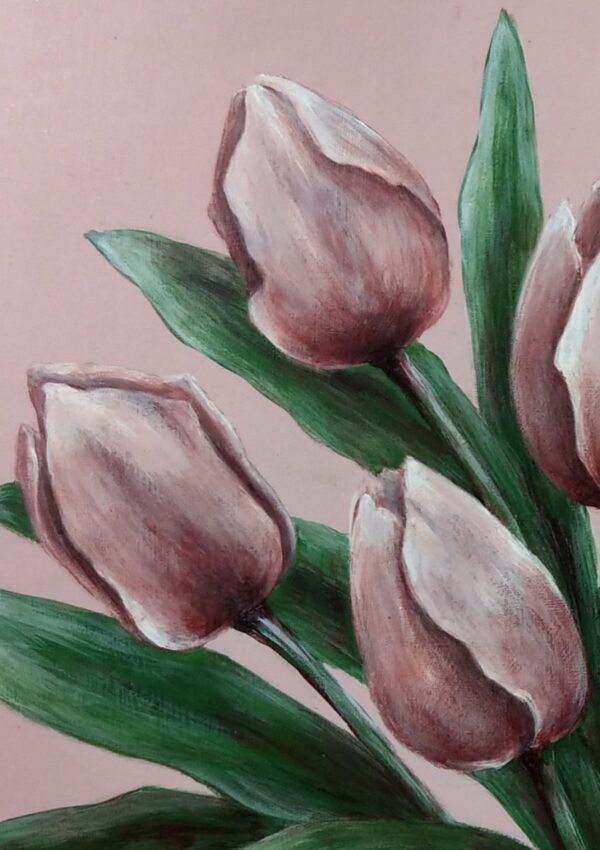 Sześć tulipanów ( 2 )- akryl na płycie HDF - Dorota Waberska