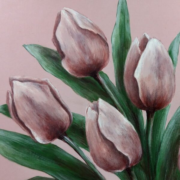 Sześć tulipanów ( 2 )- akryl na płycie HDF - Dorota Waberska