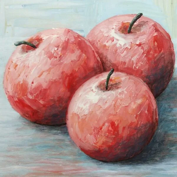 Trzy jabłka - Akryl na płycie HDF - Dorota Waberska