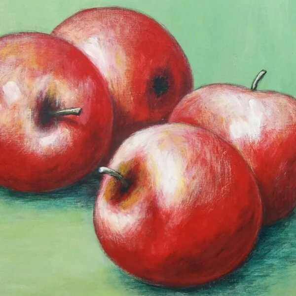 Cztery jabłka - Akryl na płycie HDF - Dorota Waberska