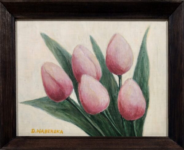 Pięć tulipanów ( 2 ) - akryl na płycie HDF - Dorota Waberska