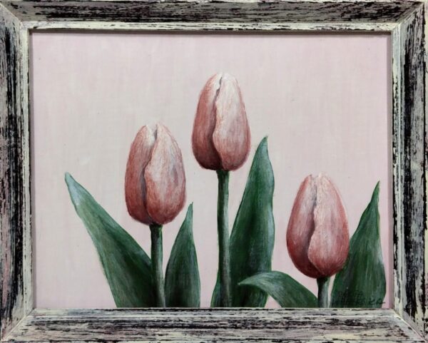 Trzy tulipany - akryl na płycie HDF - Dorota Waberska