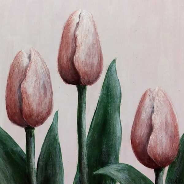 Trzy tulipany - akryl na płycie HDF - Dorota Waberska