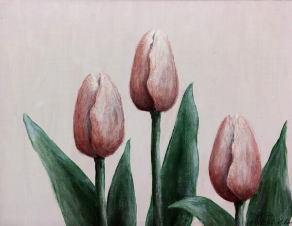 Trzy tulipany - akryl na płycie HDF - Dorota Waberska
