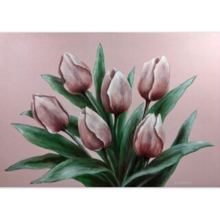 Sześć tulipanów ( 2 )- akryl na płycie HDF - Dorota Waberska