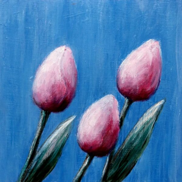 Trzy tulipany ( 2 )- akryl na płycie HDF - Dorota Waberska