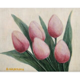 Pięć tulipanów ( 2 ) - akryl na płycie HDF - Dorota Waberska