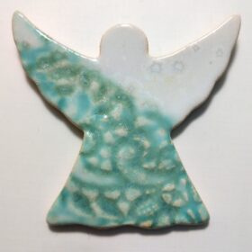 Aniołek ceramiczny biało-seledynowy