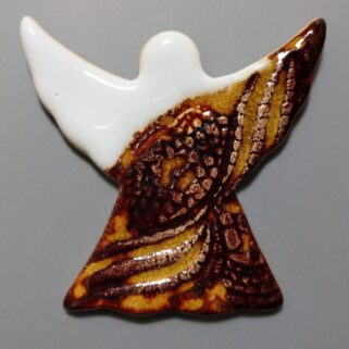 Aniołek ceramiczny biało-miodowy