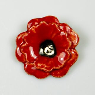 Czerwony Kwiat broszka ceramiczna