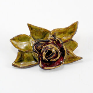 Broszka Róża Ceramiczna ręcznie wykonana biżuteria z gliny