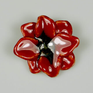 Ceramiczny Czerwony Kwiat broszka ręcznie wykonana z gliny