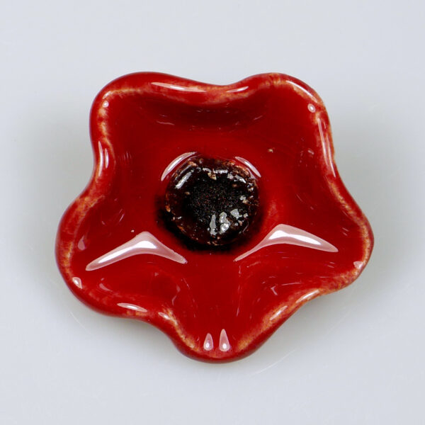 Czerwony Maczek ceramiczna broszka artystyczna biżuteria