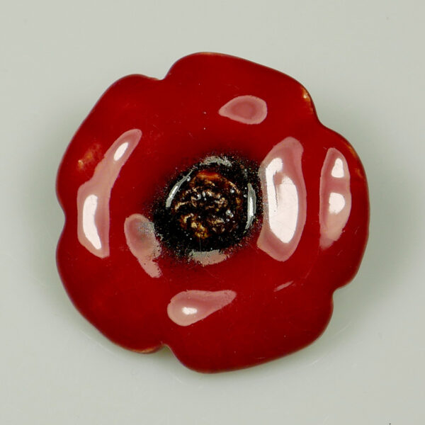 Czerwona broszka Ceramiczny Kwiatek biżuteria ręcznie wykonana