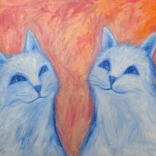 Niebieskie Koty - Olej na płótnie – Dorota Waberska