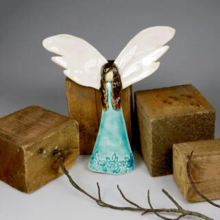 Ceramiczny Anioł w turkusowej sukni