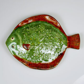 Ryba ceramiczna Flądra Zielona, dekoracja marynistyczna