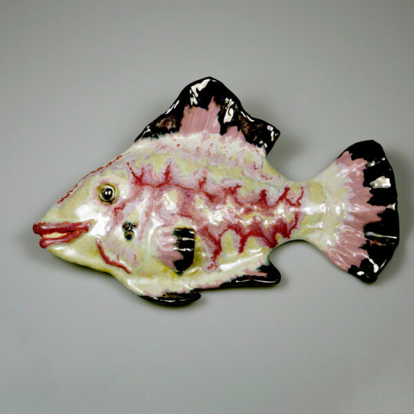 Różowa ryba ceramiczna, ozdoba do zawieszenia w łazience