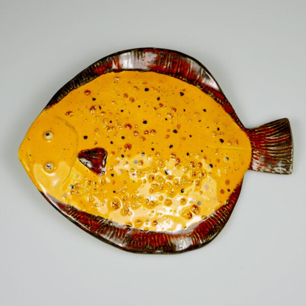 Płaskorzeźba ryba ceramiczna flądra