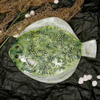 Ryba ceramiczna - Zielona Flądra, marynistyczna ozdoba