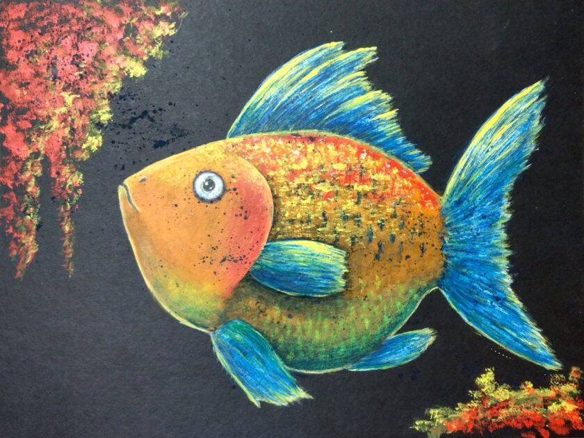 Wielobarwna Ryba - obraz akrylowy