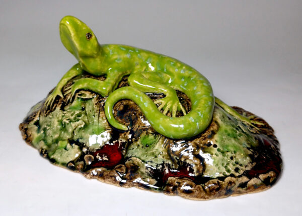 Figurka ceramiczna Zielona Jaszczurka