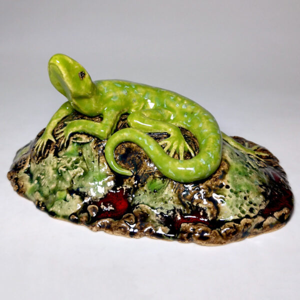 Figurka ceramiczna Zielona Jaszczurka