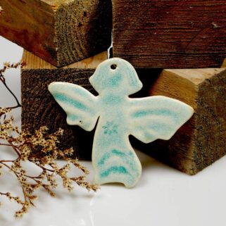 Niebieski aniołek ceramiczny zawieszka
