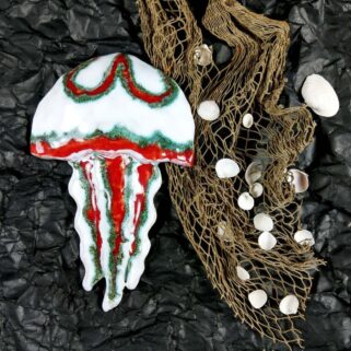 Meduza ceramiczna - Biało-Czerwona, zawieszka na ścianę