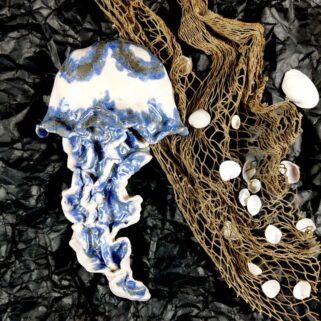 Meduza ceramiczna - Niebieska, zawieszka na ścianę