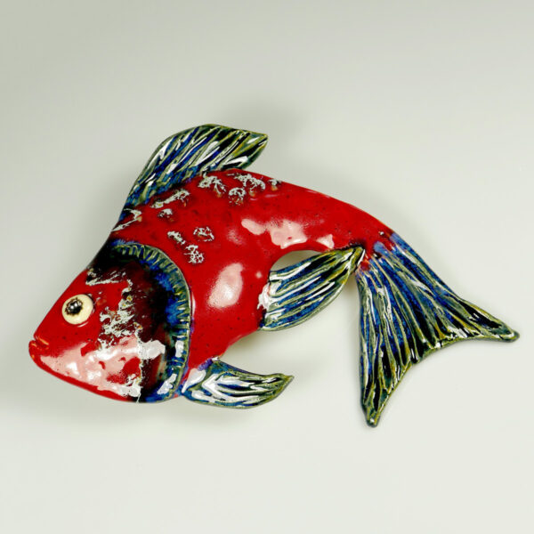 Czerwona ryba ceramiczna dekoracja ściany