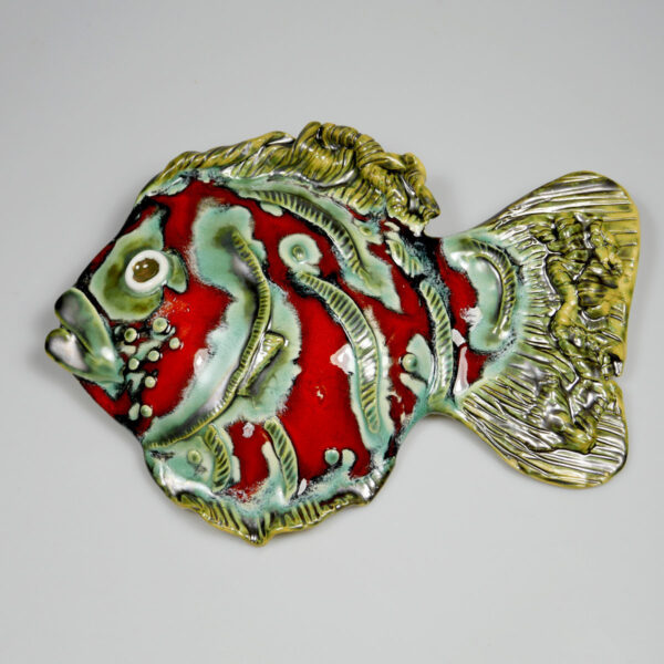 Oryginalna, wielobarwna ryba ceramiczna