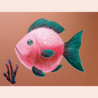Obraz akrylowy - Różowa Ryba ręcznie namalowana kolorowa ryba Pracownia Dora Decora