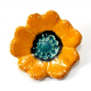 Broszka ceramiczna Pomarańczowy Kwiat