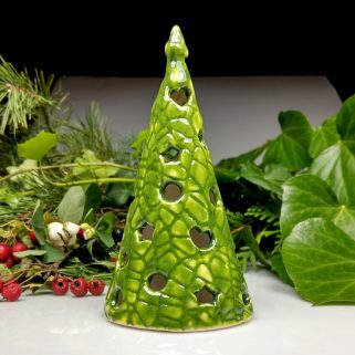 Zielona choinka ceramiczna - lampion