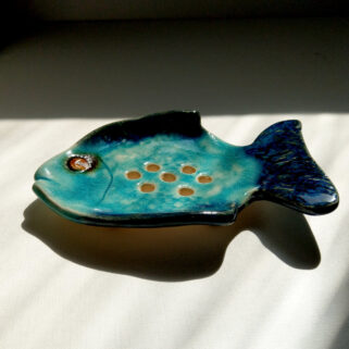 Turkusowa mydelniczka ceramiczna rybka mydelniczka ceramiczna rybka