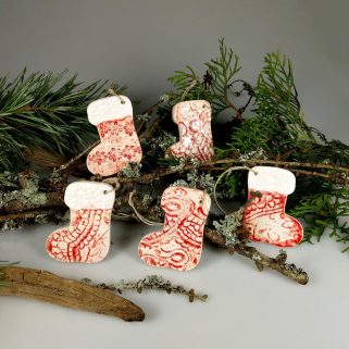 Ceramiczne Buty Świętego Mikołaja, niepowtarzalne