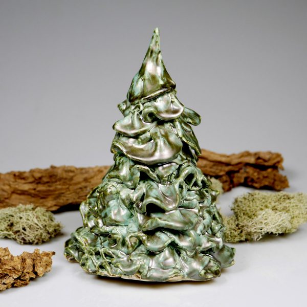 Ręcznie wykonana dekoracja świąteczna mała choinka ceramiczna