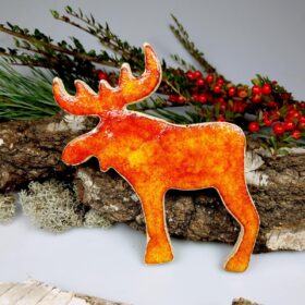 Renifer ceramiczny Pomarańczowy dekoracja na ścianę
