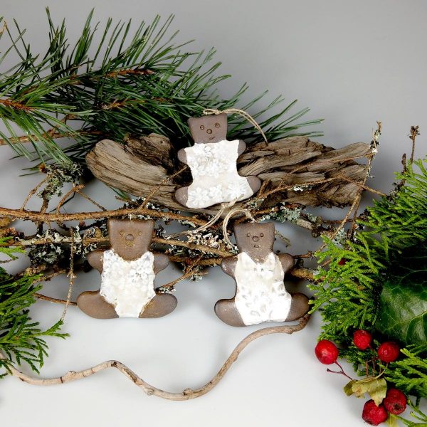 Misie ozdoby choinkowe trwała dekoracja świąteczna z gliny