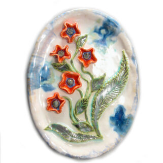 Patera ceramiczna z kwiatami, unikalna dekoracja