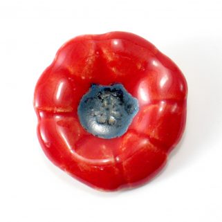 Broszka ceramiczna Czerwony Kwiatuszek